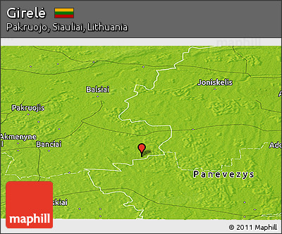 Physical Panoramic Map of Girelė
