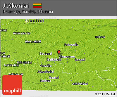 Physical Panoramic Map of Juškoniai