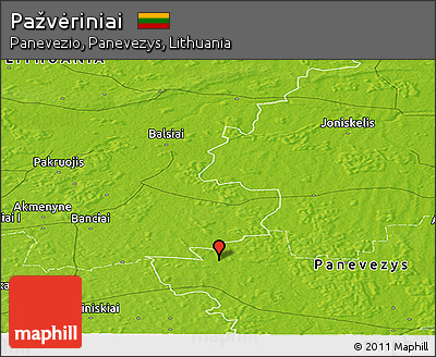 Physical Panoramic Map of Pažvėriniai