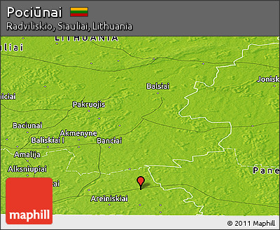Physical Panoramic Map of Pociūnai