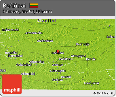 Physical Panoramic Map of Bačiūnai