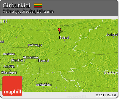 Physical Panoramic Map of Girbutkiai