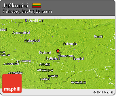 Physical Panoramic Map of Juškoniai