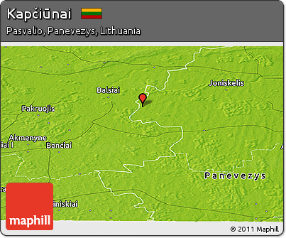 Physical Panoramic Map of Kapčiūnai