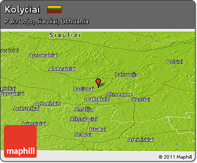 Physical Panoramic Map of Kolyčiai