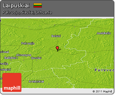 Physical Panoramic Map of Laipuškiai