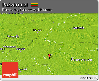 Physical Panoramic Map of Pažvėriniai