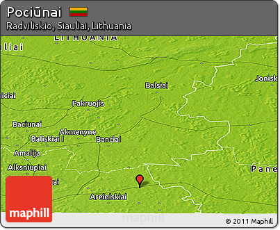 Physical Panoramic Map of Pociūnai
