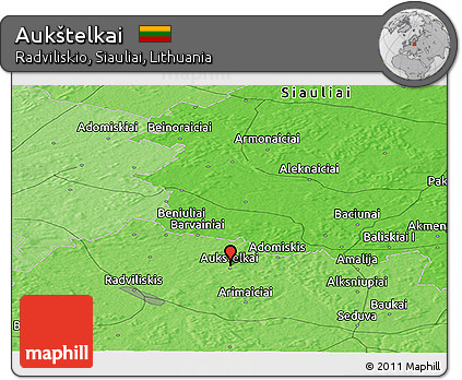 Political Panoramic Map of Aukštelkai