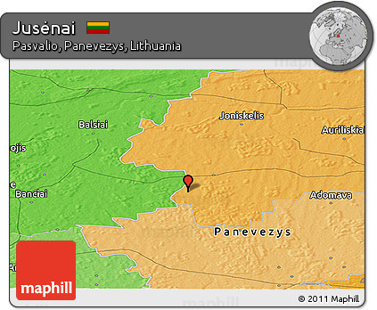 Political Panoramic Map of Jusėnai