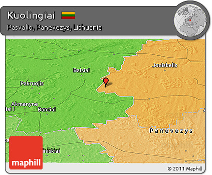 Political Panoramic Map of Kuolingiai