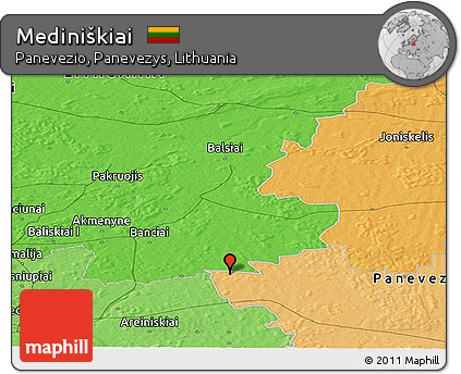 Political Panoramic Map of Mediniškiai