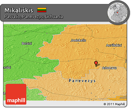 Political Panoramic Map of Mikališkis