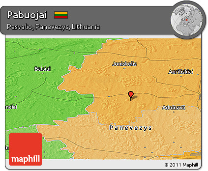 Political Panoramic Map of Pabuojai