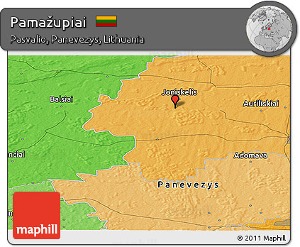 Political Panoramic Map of Pamažupiai