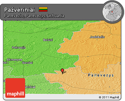 Political Panoramic Map of Pažvėriniai