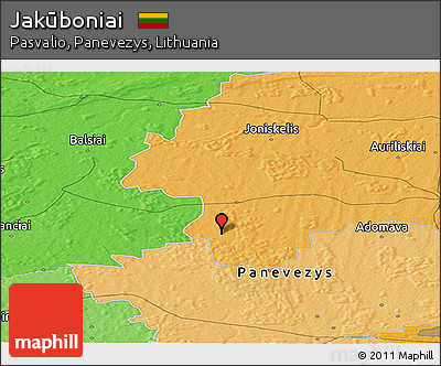 Political Panoramic Map of Jakūboniai