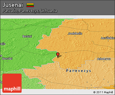 Political Panoramic Map of Jusėnai