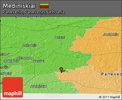 Political Panoramic Map of Mediniškiai