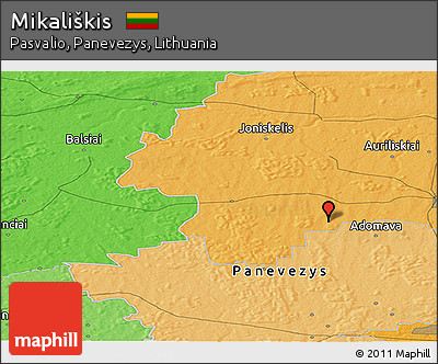 Political Panoramic Map of Mikališkis