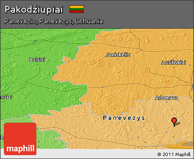 Political Panoramic Map of Pakodžiupiai