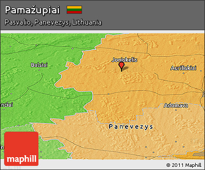 Political Panoramic Map of Pamažupiai