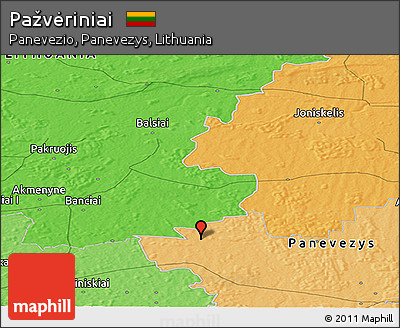 Political Panoramic Map of Pažvėriniai