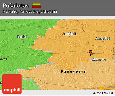 Political Panoramic Map of Pušalotas
