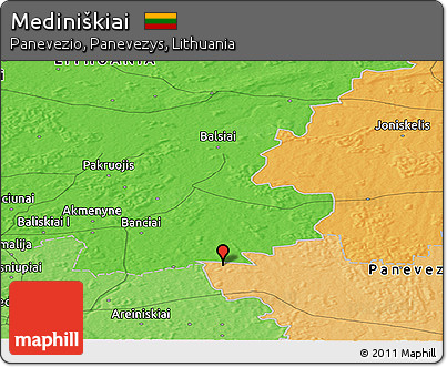 Political Panoramic Map of Mediniškiai