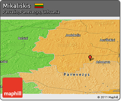 Political Panoramic Map of Mikališkis