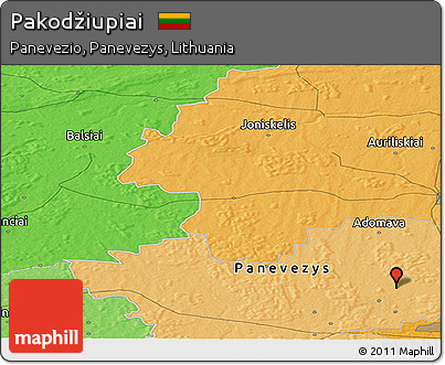Political Panoramic Map of Pakodžiupiai