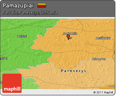Political Panoramic Map of Pamažupiai