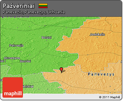 Political Panoramic Map of Pažvėriniai