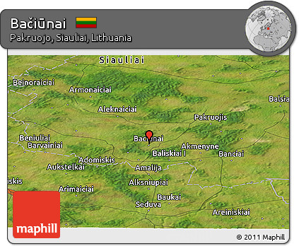 Satellite Panoramic Map of Bačiūnai