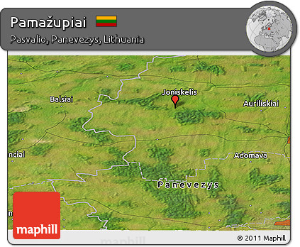 Satellite Panoramic Map of Pamažupiai
