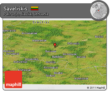 Satellite Panoramic Map of Savėliškis