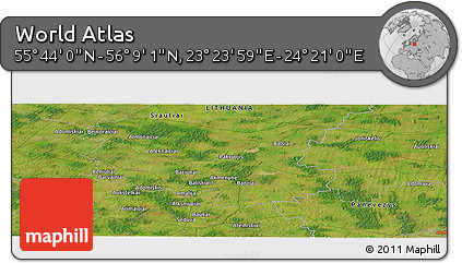 Satellite Panoramic Map of the Area around 55° 56' 31" N, 23° 52' 30" E