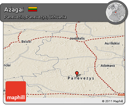 Shaded Relief Panoramic Map of Ažagai