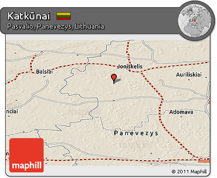 Shaded Relief Panoramic Map of Katkūnai