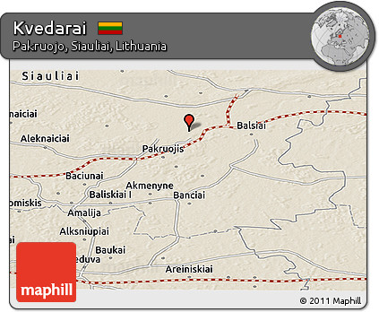 Shaded Relief Panoramic Map of Kvedarai