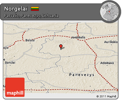 Shaded Relief Panoramic Map of Norgėlai