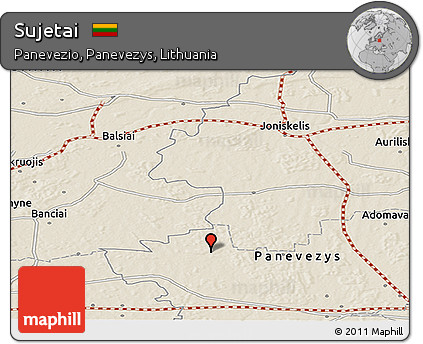 Shaded Relief Panoramic Map of Sujetai