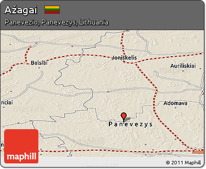 Shaded Relief Panoramic Map of Ažagai