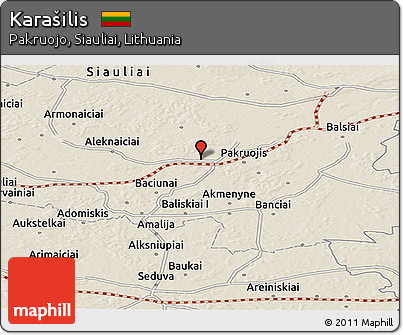 Shaded Relief Panoramic Map of Karašilis