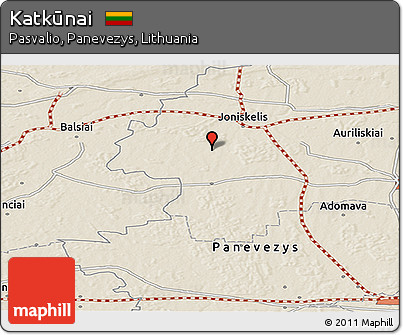 Shaded Relief Panoramic Map of Katkūnai
