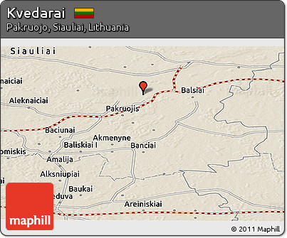 Shaded Relief Panoramic Map of Kvedarai