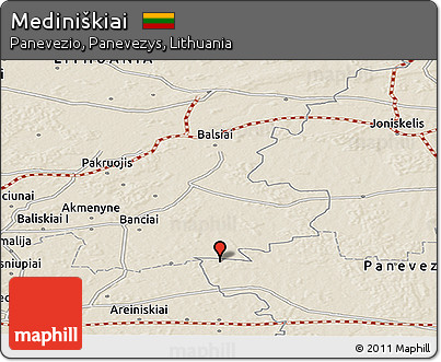 Shaded Relief Panoramic Map of Mediniškiai