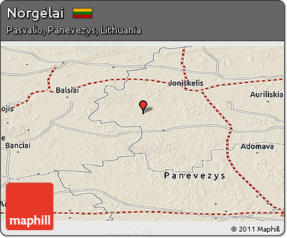 Shaded Relief Panoramic Map of Norgėlai