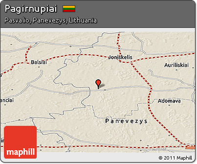 Shaded Relief Panoramic Map of Pagirnupiai