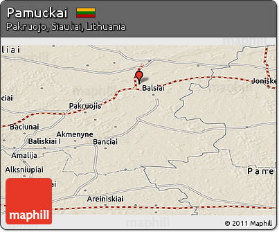 Shaded Relief Panoramic Map of Pamuckai